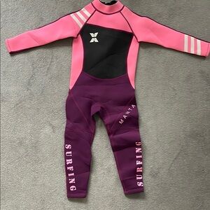 Kids Pink and Purple Surfing Wetsuit perfect for kids 4-5 years old